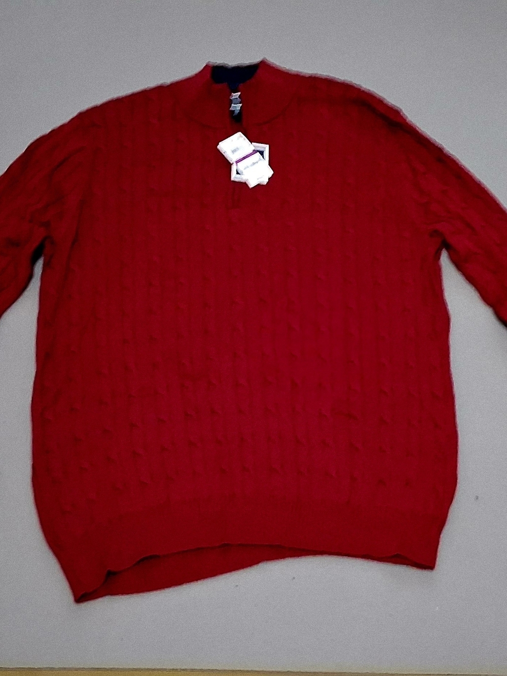 Club Room Men's Red Cable Crewneck Sweater